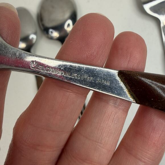 Eldan ELD2-BROWN Set 5 Service Pieces Mid Century Modern Flatware Stainless - Picture 4 of 7